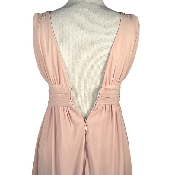 Lulu’s Deep V-Neck Blush Gown Maxi Prom Dress With Front Slit Grecian Goddess S - Picture 8 of 16